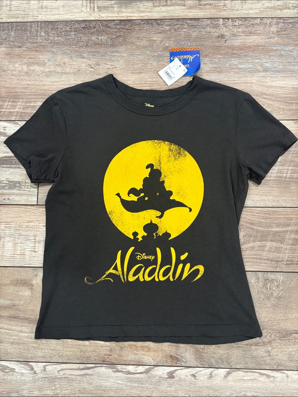 NWT Disney Aladdin & Jasmine Magic Carpet T Shirt Dark Gray XS